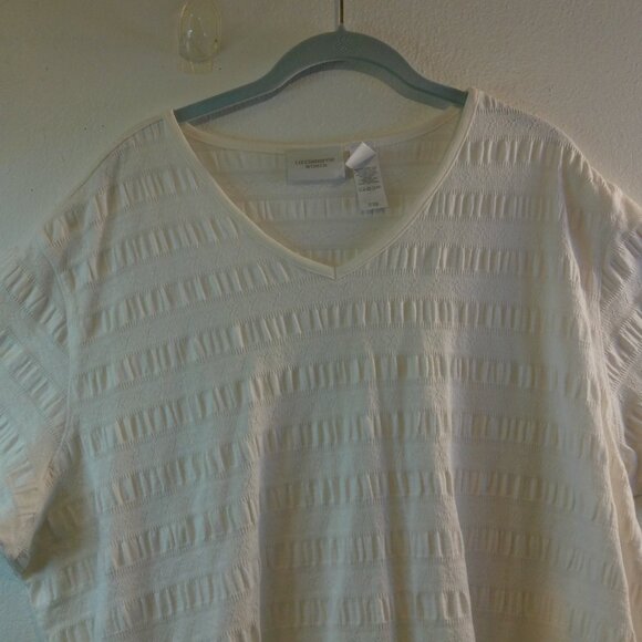 Liz Clairborne Blouse Short Sleeves Off White Size 2X - Picture 3 of 7